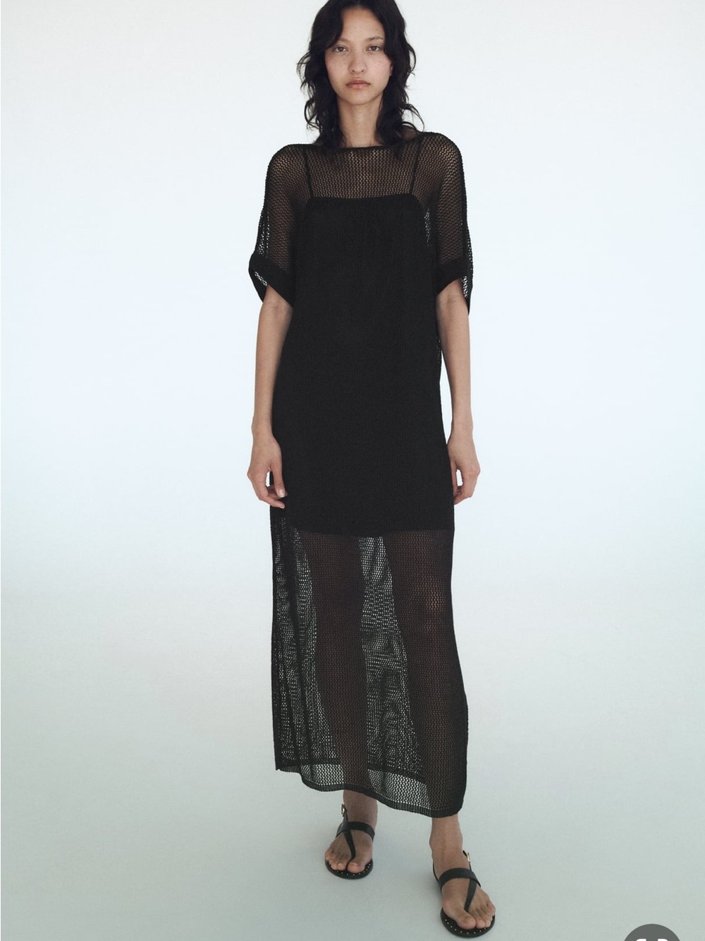 NWT ZARA Black Mesh V-Neck Women's Dress